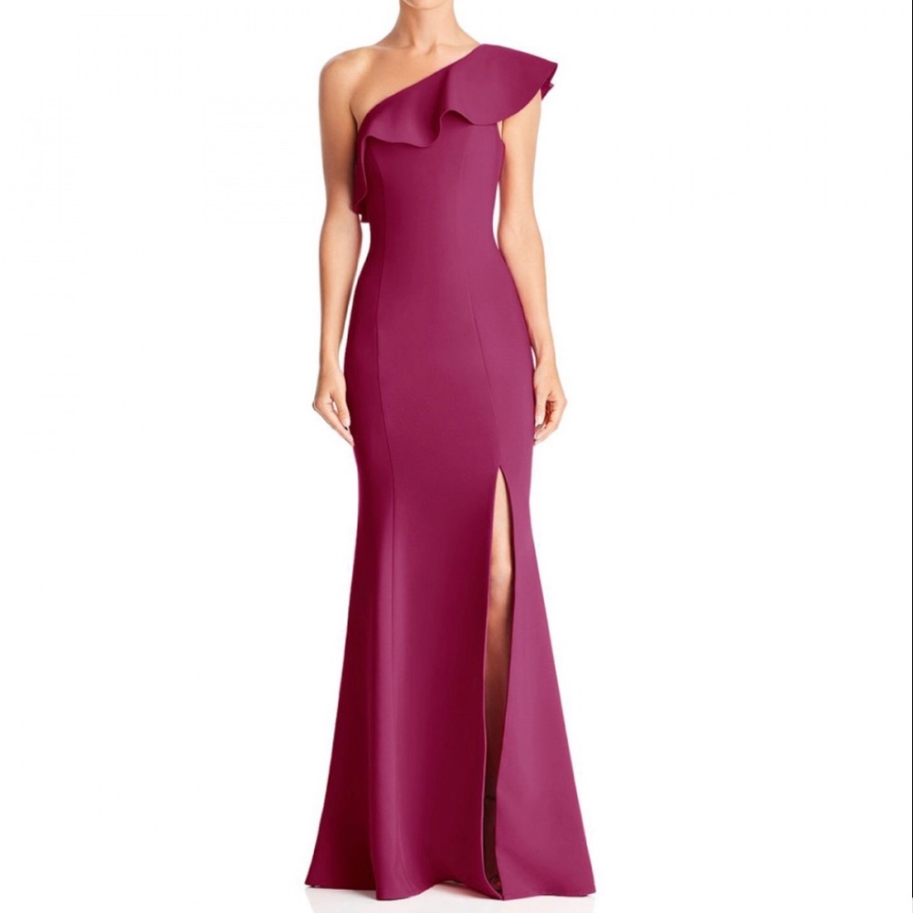 Likely Kane One Shoulder Ruffle long Gown